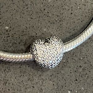 Authentic Silver Pandora Open My Heart Pave Clip